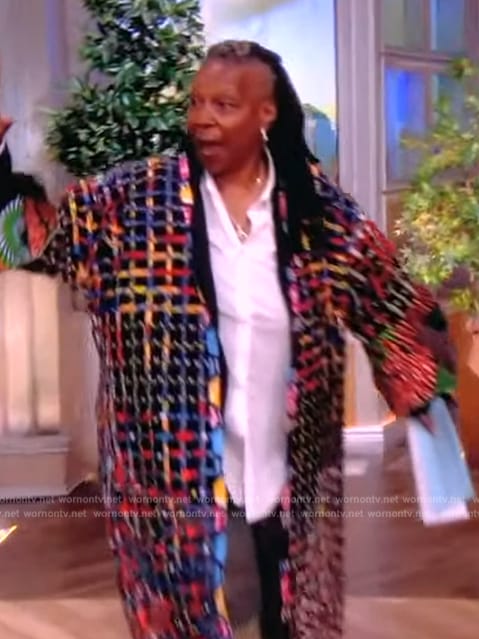 Whoopi’s multicolored crochet jacket on The View