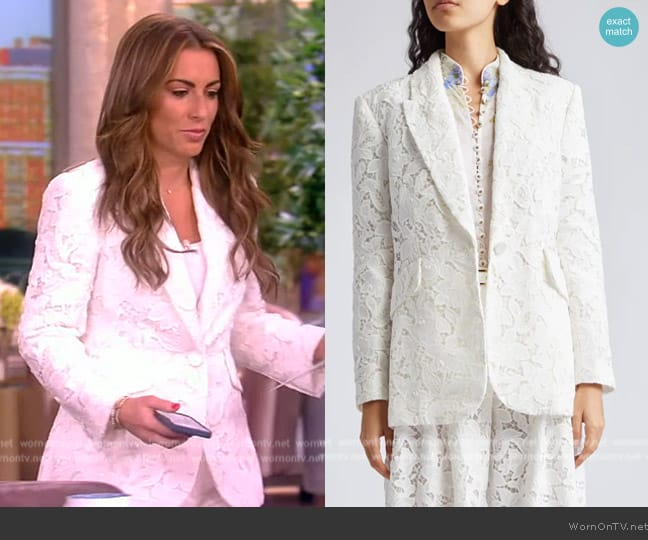 Zimmermann Natura Floral Lace Blazer worn by Alyssa Farah Griffin on The View