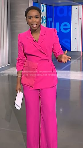 Zinhle’s pink patch pocket blazer and pants on NBC News Daily