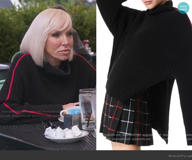 Alice + Olivia Ruthanne Side Slit Turtleneck Sweater worn by Margaret Josephs on The Real Housewives of New Jersey
