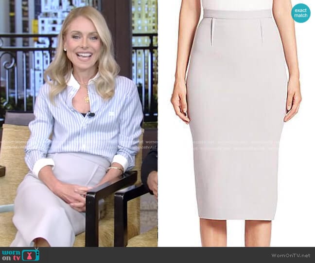Roland Mouret Arreton Pencil Skirt worn by Kelly Ripa on Live with Kelly and Mark