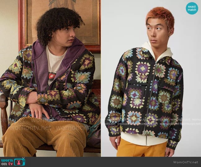 BDG Jacquard Granny Square Zip Shirt worn by Finn Alexander (Faly Rakotohavana) on UnPrisoned