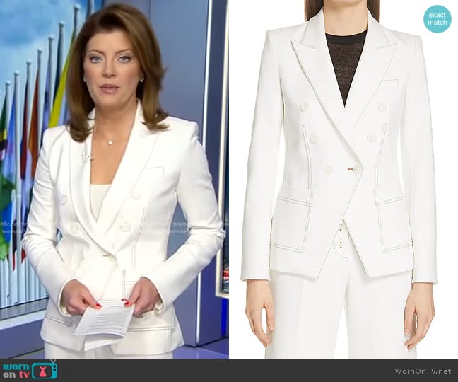Veronica Beard Cosmo Dickey Jacket worn by Norah O'Donnell on CBS Evening News