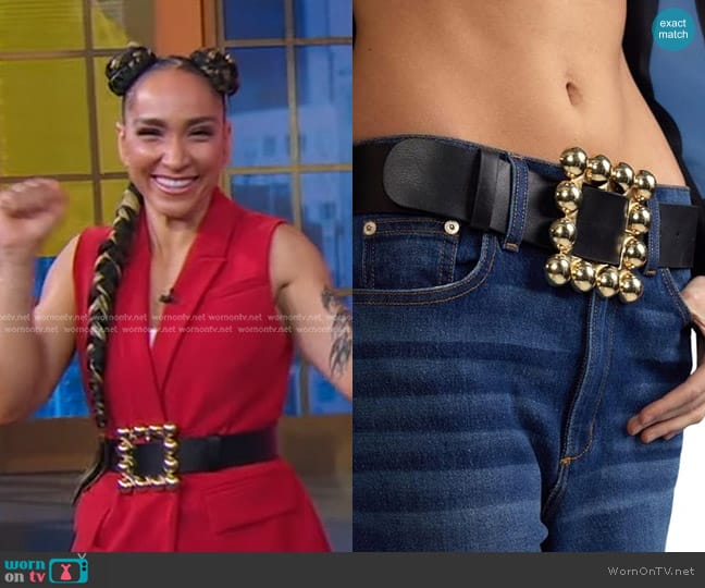 Cynthia Rowley Oversized Buckle Belt worn by Robin Arzo?n on Good Morning America