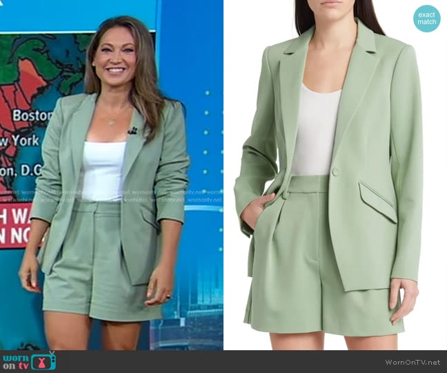 Favorite Daughter The Favorite Blazer in Basil worn by Ginger Zee on Good Morning America