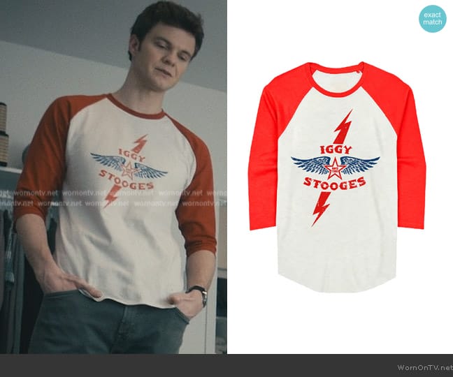 Iggy and the Stooges Lightning Bolt And Wings Raglan worn by Hughie Campbell (Jack Quaid) on The Boys