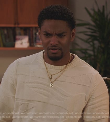 JR’s white landscape sweatshirt on All American Homecoming