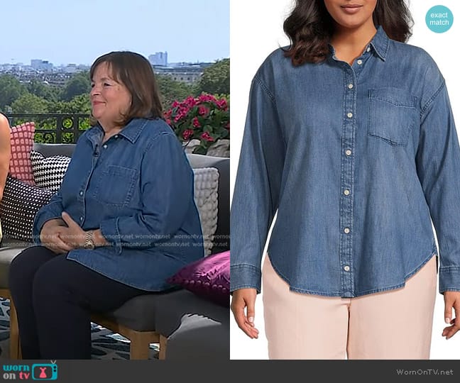 Lauren Ralph Lauren Cotton Denim Shirt in Autumn Blue Wash worn by Ina Garten on Today
