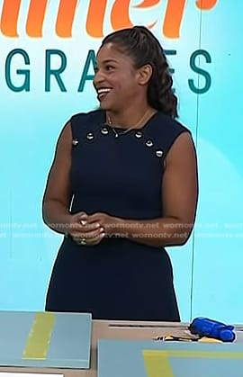 Mika Kleinschmidt’s navy button detail dress on Today