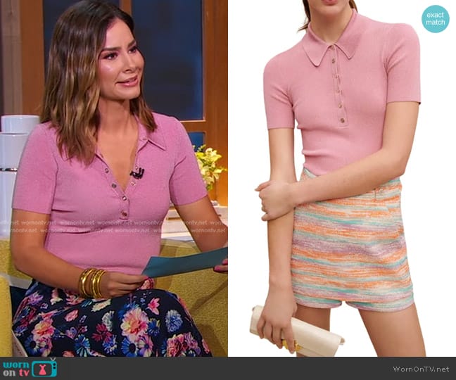 Miliane Rib Polo Sweater Maje worn by Rebecca Jarvis on Good Morning America