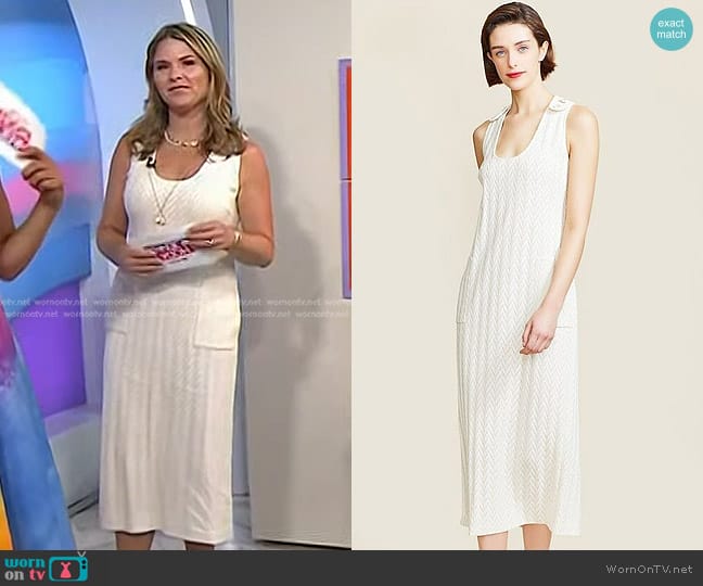 Pearl by Lela Rose Chevron Pointelle Column Dress in Ivory worn by Jenna Bush Hager on Today
