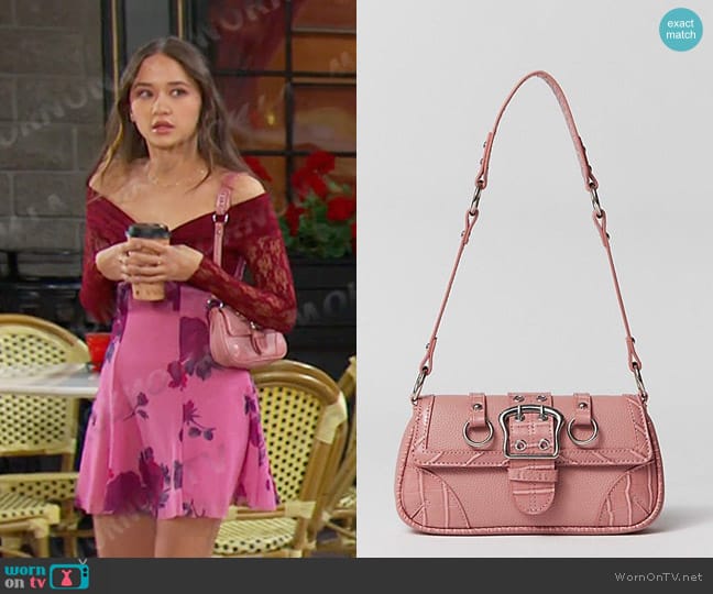 Urban Outfitters Jade Seamed Baguette Bag in Pink worn by Sophia (Madelyn Kientz) on Days of our Lives