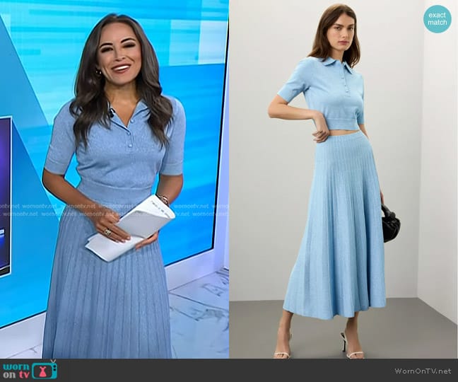 Ronny Kobo Collective Shimmer Top in Blue worn by Kaylee Hartung on Today