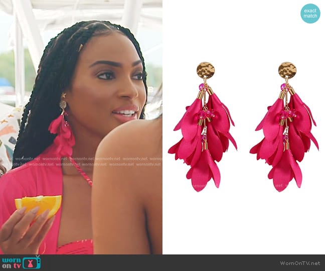 MOONESSA Flower Tassel Earrings worn by Lesa Milan (Lesa Milan) on The Real Housewives of Dubai