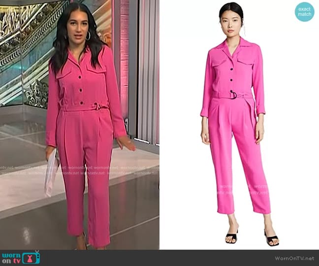 Kenzo Soft Jumpsuit in Deep Fuchsia worn by Morgan Radford on NBC News Daily