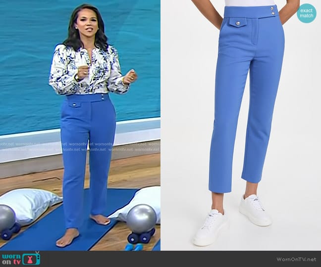 Veronica Beard Renzo Pants in Bluebell worn by Laura Jarrett on Today