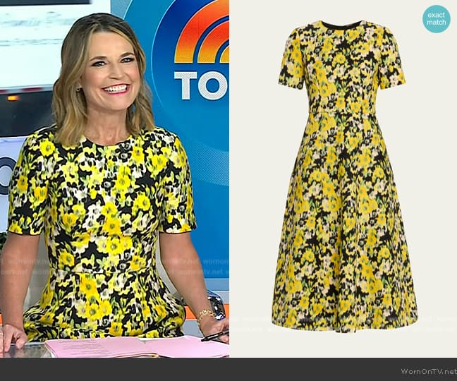 Adam Lippes Evangeline Floral Print Wool Midi Dress worn by Savannah Guthrie on Today