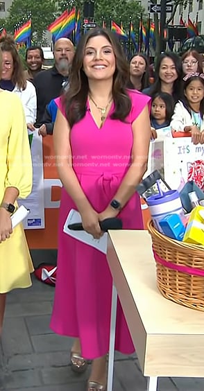 Adrianna’s pink v-neck midi dress on Today