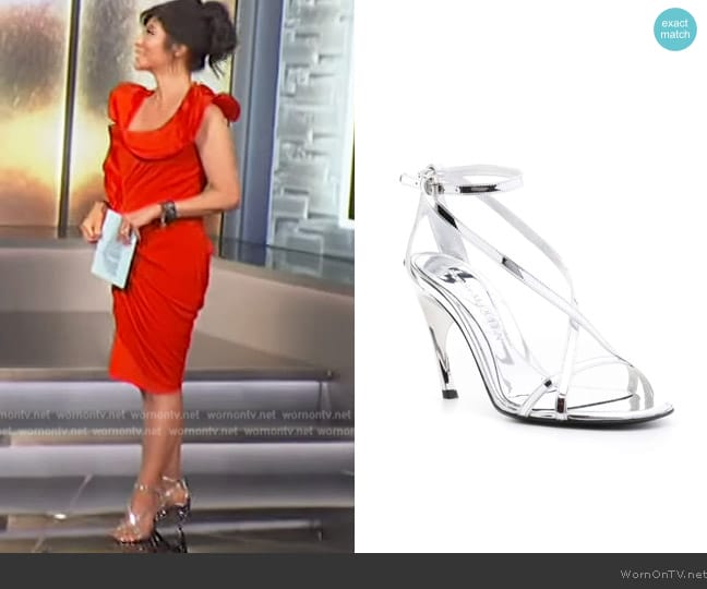 Twisted Armadillo 95mm patent sandals Alexander McQueen worn by Julie Chen on Big Brother