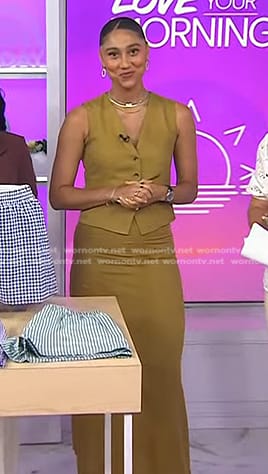 Ally’s khaki vest and midi skirt on Today
