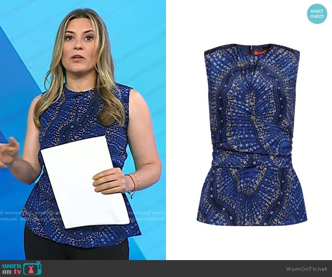Altuzarra Mckenna silk Top in Indigo worn by Erin McLaughlin on Today