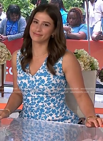 Angie Lassman’s blue floral sleeveless dress on Today