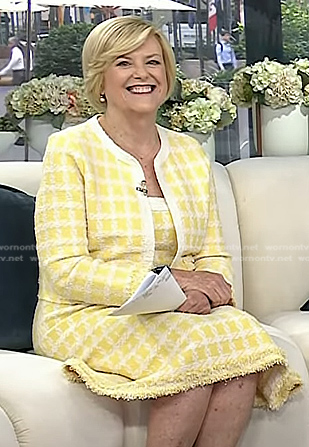 Anne Thompson’s yellow check teed jacket and dress on Today