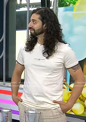 Armen Adamjan’s white logo print tee on Today