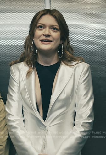 Ashley’s metallic blazer and bodysuit on The Boys