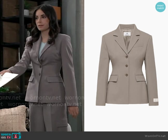 Babaton Standout Blazer in Felted Taupe worn by Molly Lansing-Davis (Kristen Vaganos) on General Hospital