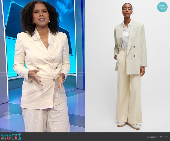 Boss Jarmina Blazer in Patterned worn by Adriana Diaz on CBS Evening News