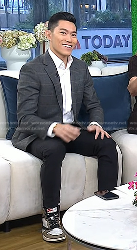 Brian Cheung’s grey colorblock high-top sneakers on Today