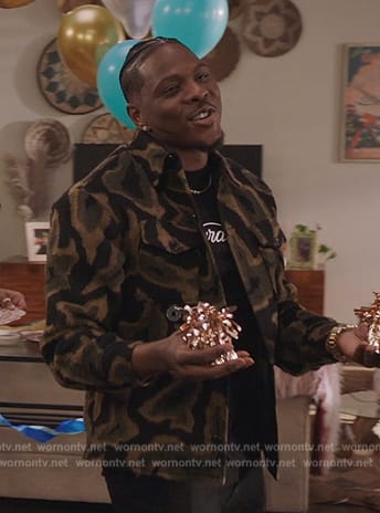 Cam’s camo print jacket on All American Homecoming