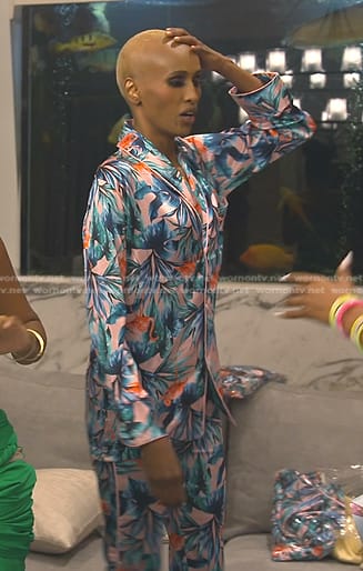 Chanel’s pink floral print pajamas on The Real Housewives of Dubai