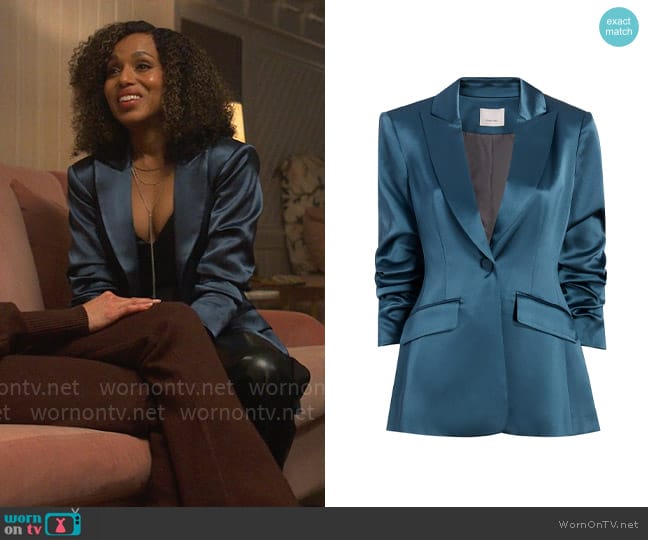 Cinq a Sept Cheyenne Satin Blazer in Onyx worn by Paige Alexander (Kerry Washington) on UnPrisoned