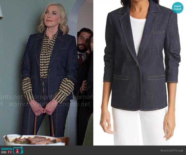 Cinq a Sept Khloe Denim Blazer in Indigo worn by Nadine Gregory (Brenda Strong) on UnPrisoned