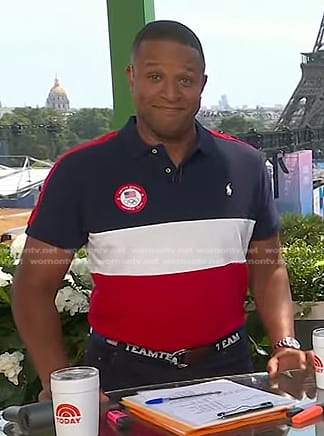 Craig Melvin’s colorblock polo shirt and belt on Today