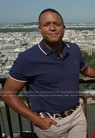 Craig Melvin’s navy polo shirt on Today