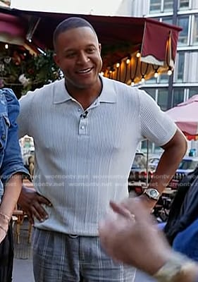 Craig Melvin’s grey knit polo shirt on Today