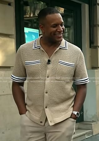 Craig Melvin’s beige crochet shirt on Today