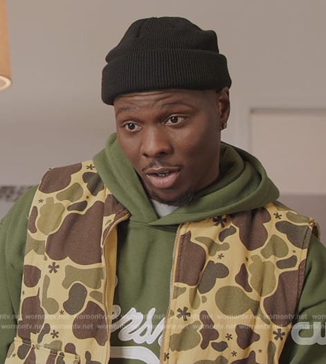 Cam’s green Crenshaw embroidered hoodie on All American Homecoming
