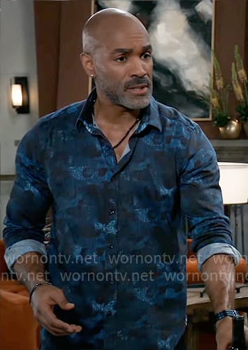 Curtis’s blue camo print shirt on General Hospital