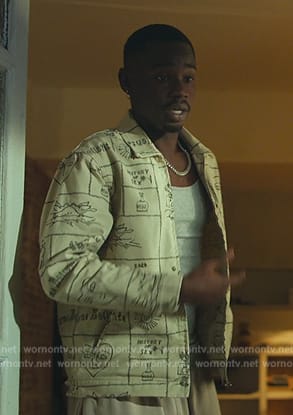 Dalmar’s white printed jacket on Elite