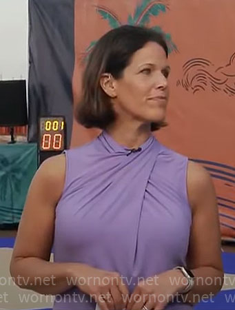 Dana Jacobson’s purple cross neck top on CBS Mornings