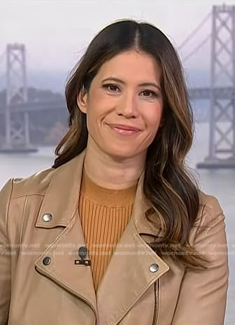 Deirdre’s beige ribbed top on NBC News Daily