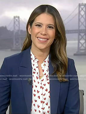 Deirdre’s white heart print blouse on NBC News Daily