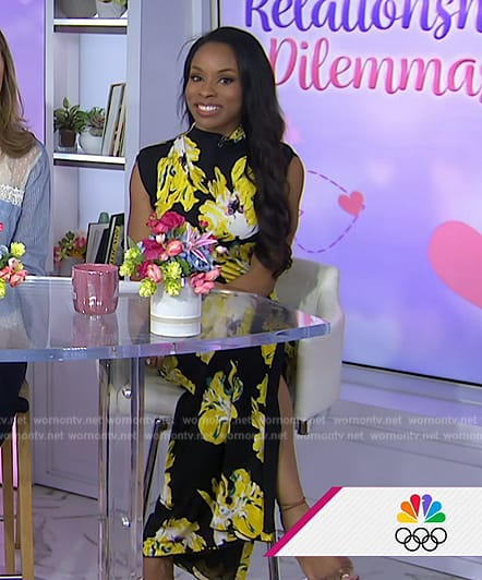 Devyn Simone’s black and yellow floral dress on Today
