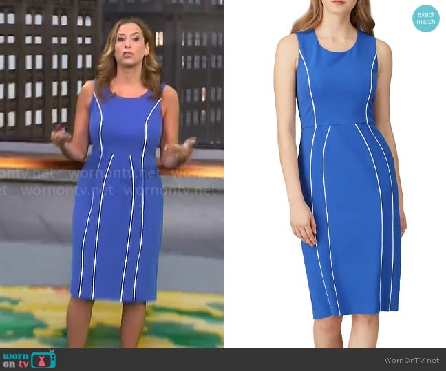 Donna Morgan Piping Sheath worn by Stephanie Abrams on CBS Mornings