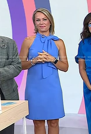 Dylan’s blue tie neck mini dress on Today