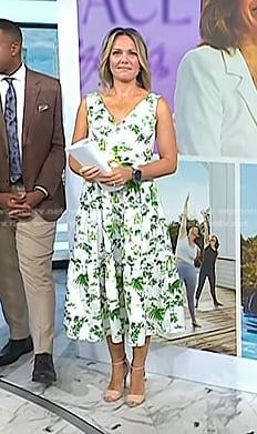 Dylan’s white and green print belted dress on Today